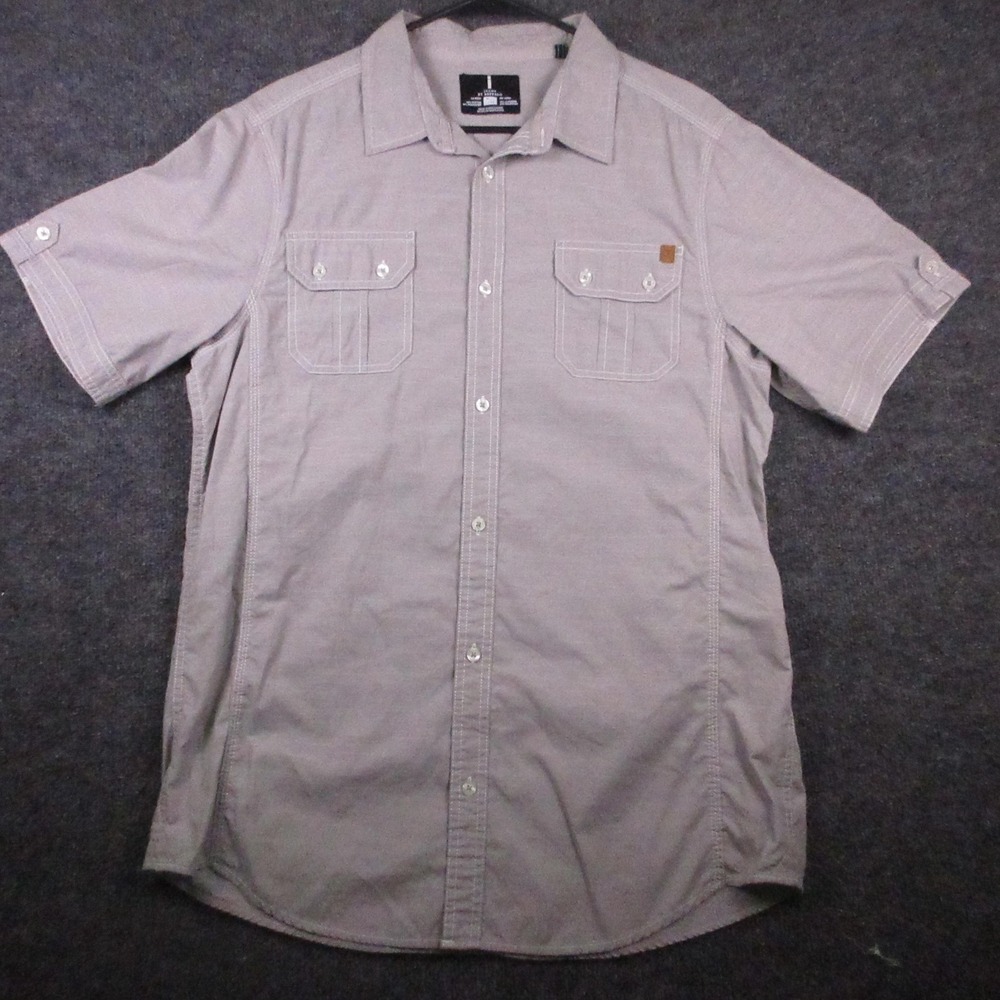 Jeans By Buffalo Shirt Mens XL Gray Stripe Short Sleeve Button Front Pockets - Picture 1 of 6